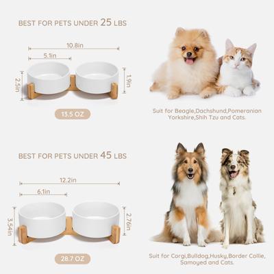Show full view: SpunkyJunky Ceramic & Wood Non-Slip Weighted Dog & Cat Bowls, 2 count, White, 1.7 cup slide 4 of 7