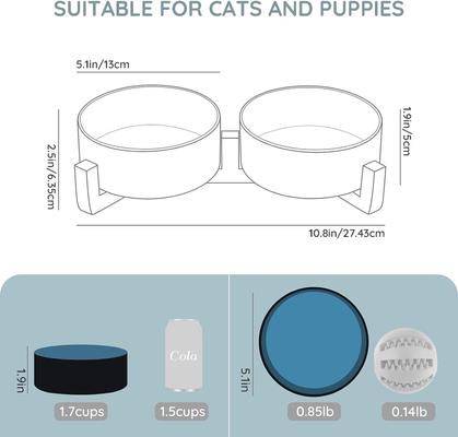 Show full view: SpunkyJunky Ceramic & Wood Non-Slip Weighted Dog & Cat Bowls, 2 count, Starry Blue, 1.7 cup slide 6 of 7