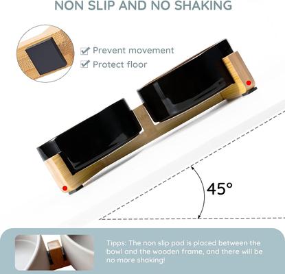 Show full view: SpunkyJunky Ceramic & Wood Non-Slip Weighted Dog & Cat Bowls, 2 count, Starry Blue, 1.7 cup slide 3 of 7