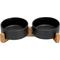Show in main carousel: SpunkyJunky Ceramic & Wood Non-Slip Weighted Dog & Cat Bowls, 2 count, Black, 1.7 cup slide 1 of 6
