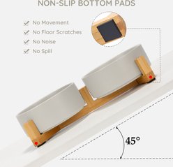 SpunkyJunky Ceramic & Wood Non-Slip Weighted Dog & Cat Bowls, 2 count, Grey, 1.7 cup slide 2 of 7