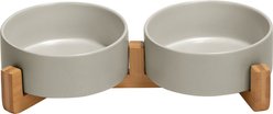 SpunkyJunky Ceramic & Wood Non-Slip Weighted Dog & Cat Bowls, 2 count, Grey, 1.7 cup slide 1 of 7