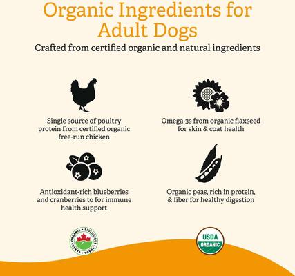 Show full view: Gather Free Acres Organic Free-Run Chicken Dry Dog Food, 16-lb bag slide 5 of 10