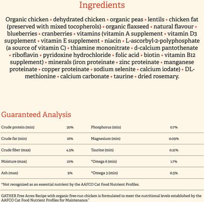 Show full view: Gather Free Acres Organic Free-Run Chicken Dry Cat Food, 4-lb bag slide 7 of 11