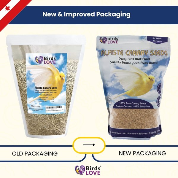 Birds LOVE Alpiste Canary Seed Non-GMO Double Cleaned Bird Food, 5-lb bag