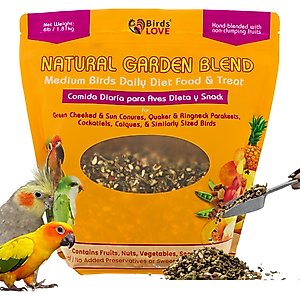 Birds LOVE Natural Garden Blend Medium Parrot Bird Food, 4-lb bag