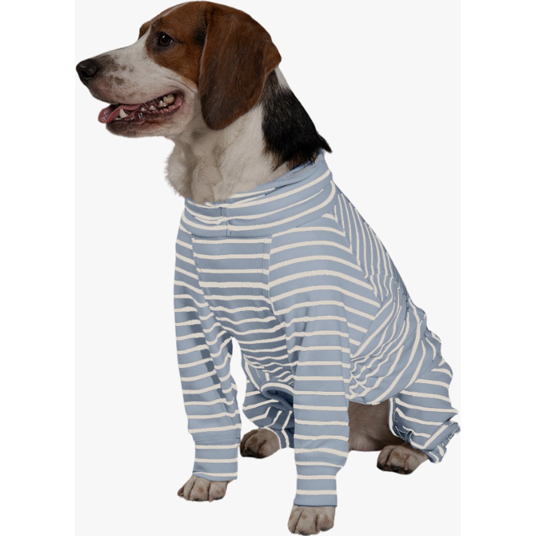 Pebot Gumdrop Dog & Cat Fleece Onesie, Blue/White Stripe, Size 24