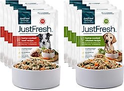 JustFoodForDogs JustFresh Home-Cooked Beef & Chicken Recipe Fresh Dog Food, 12-oz pouch, case of 8