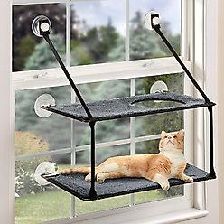 K&H Pet Products EZ Mount Double Stack Kitty Sill Cat Window Perch, Gray