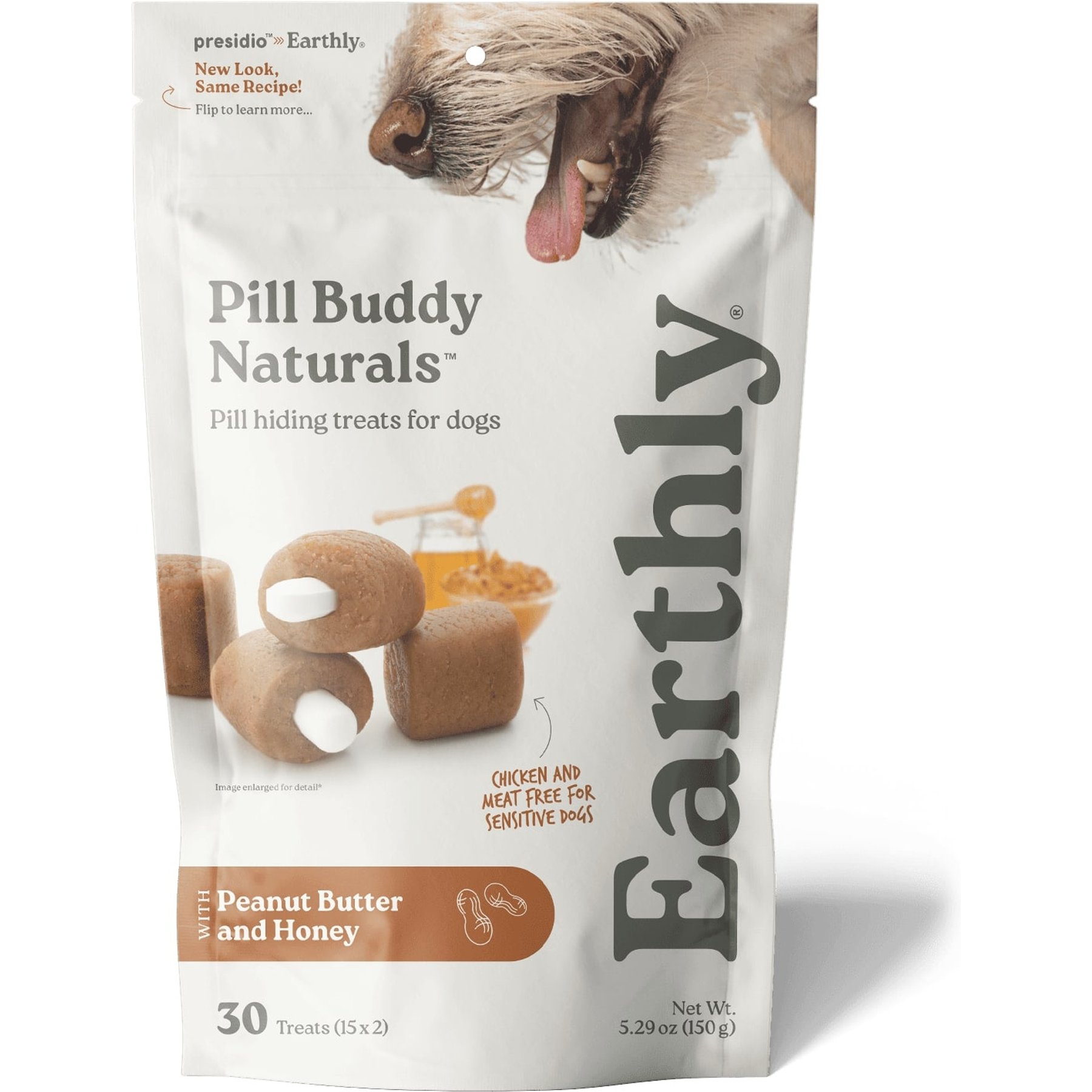 Earthly Pill Buddy Naturals Peanut Butter & Honey Soft & Chewy Dog Treats, 30 count