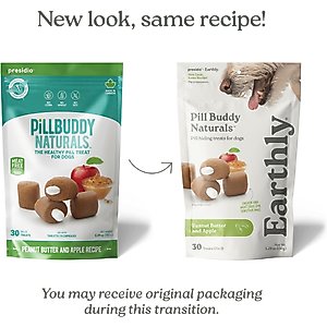 Pill Buddy Naturals Peanut Butter & Apple Soft & Chewy Dog Treats, 30 count