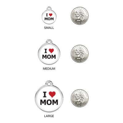Show full view: Red Dingo I Love Mom Stainless Steel Personalized Dog & Cat ID Tag, White, Medium slide 5 of 9