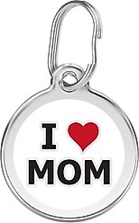 Red Dingo I Love Mom Stainless Steel Personalized Dog & Cat ID Tag, White, Medium