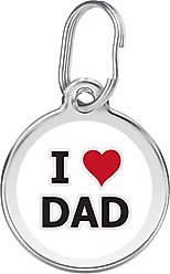 Red Dingo I Love Dad Stainless Steel Personalized Dog & Cat ID Tag, White, Large