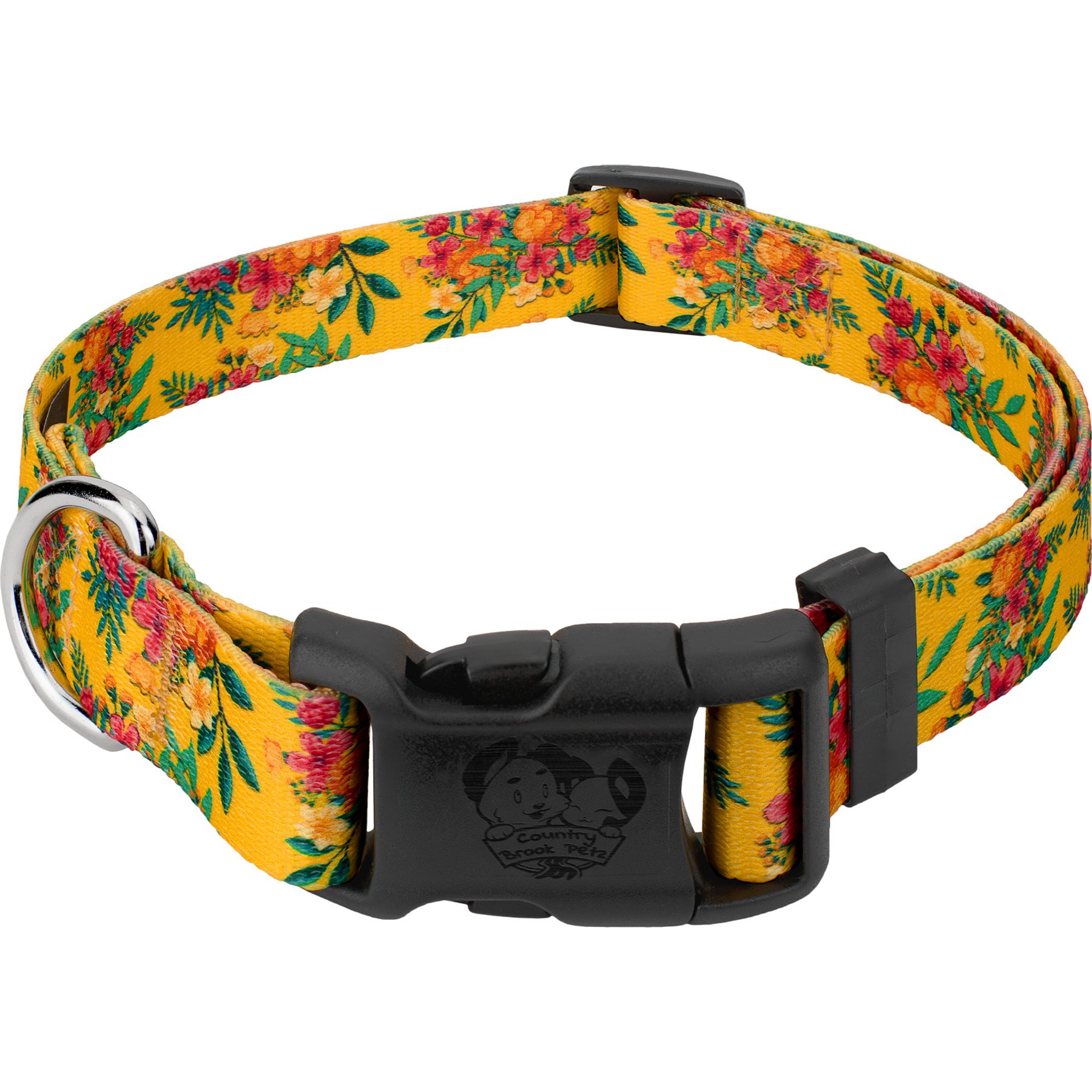 Country Brook Design Deluxe Tropical Floral Dog Collar, Large