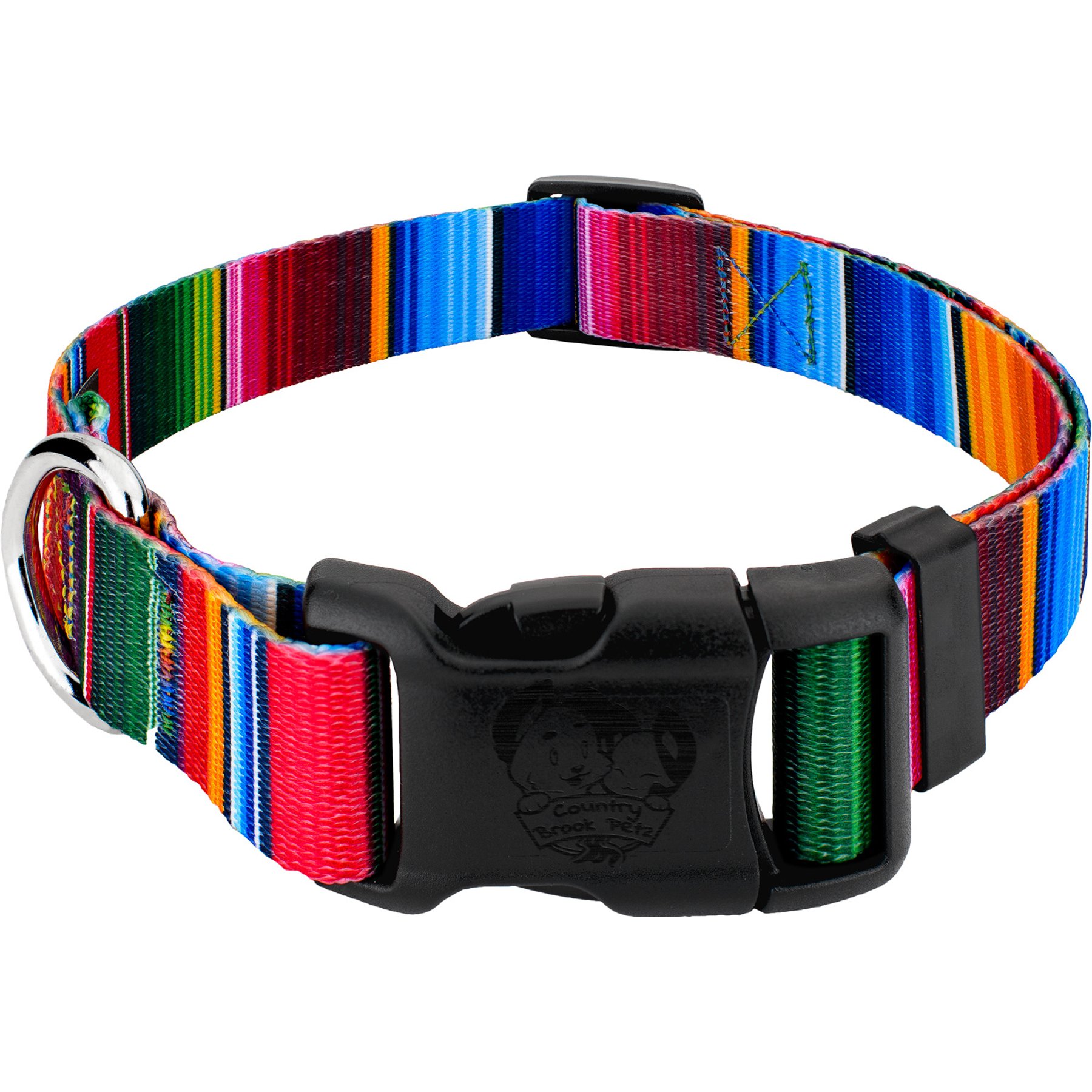 Country Brook Design Deluxe Serape Dog Collar, Multi Color, XX-Small