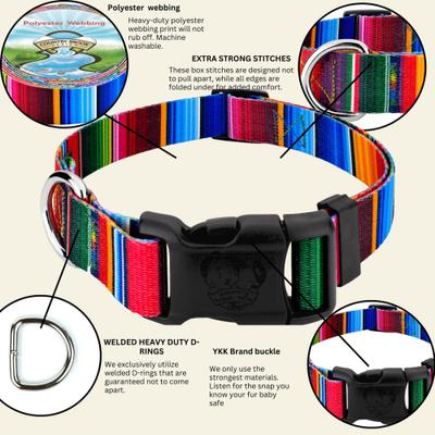 Show full view: Country Brook Design Deluxe Serape Dog Collar, Multi Color, Medium slide 6 of 9