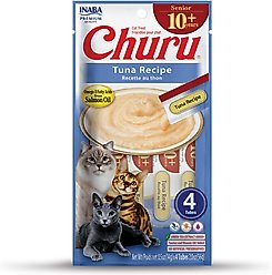 Inaba Churu for Senior 10+ Tuna Recipe Lickable Cat Treats, 0.5-oz tube, 4 count