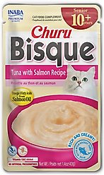 Inaba Churu for Senior 10+ Tuna & Salmon Bisque Lickable Cat Treats, 1.4-oz pouch, 1 count