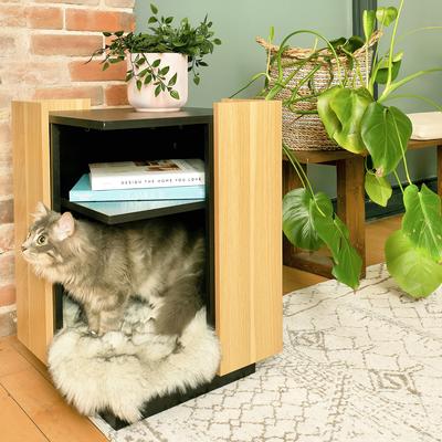 Show full view: 4 Cats & Dogs Leo Side Table Cat House, Oak slide 2 of 2