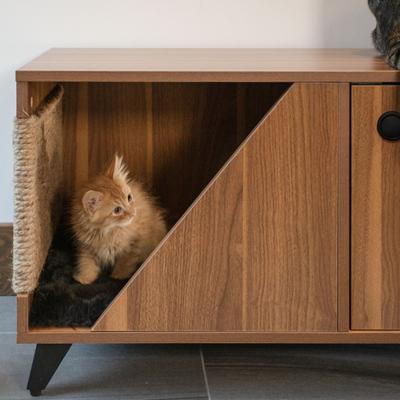 Show full view: 4 Cats & Dogs Jessie Jr. Cat Litter Box Enclosure, Walnut slide 2 of 3