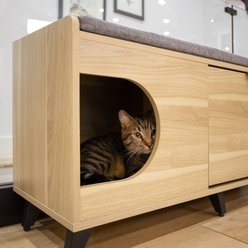 4 Cats & Dogs Tucker Shoe Cabinet Cat House, Oak slide 2 of 5