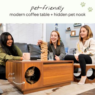 Show full view: 4 Cats & Dogs Coco Coffee Table Cat House, Walnut slide 4 of 8