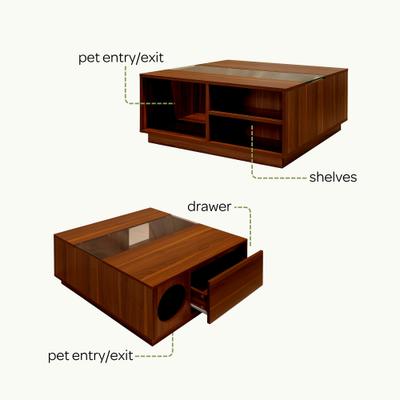 Show full view: 4 Cats & Dogs Coco Coffee Table Cat House, Walnut slide 6 of 8
