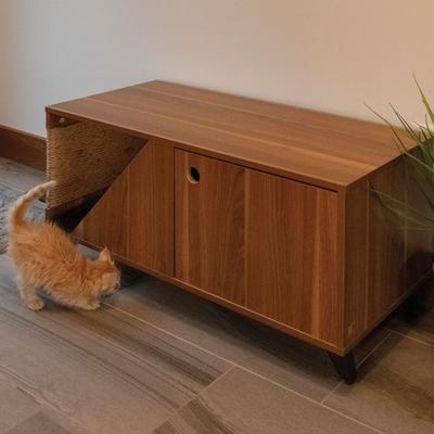 Show full view: 4 Cats & Dogs Jessie Jr. Cat Litter Box Enclosure, Walnut slide 3 of 3