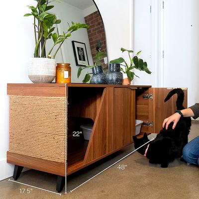 Show full view: 4 Cats & Dogs Jessie Cabinet Cat Litter Box Enclosure, Walnut slide 3 of 7