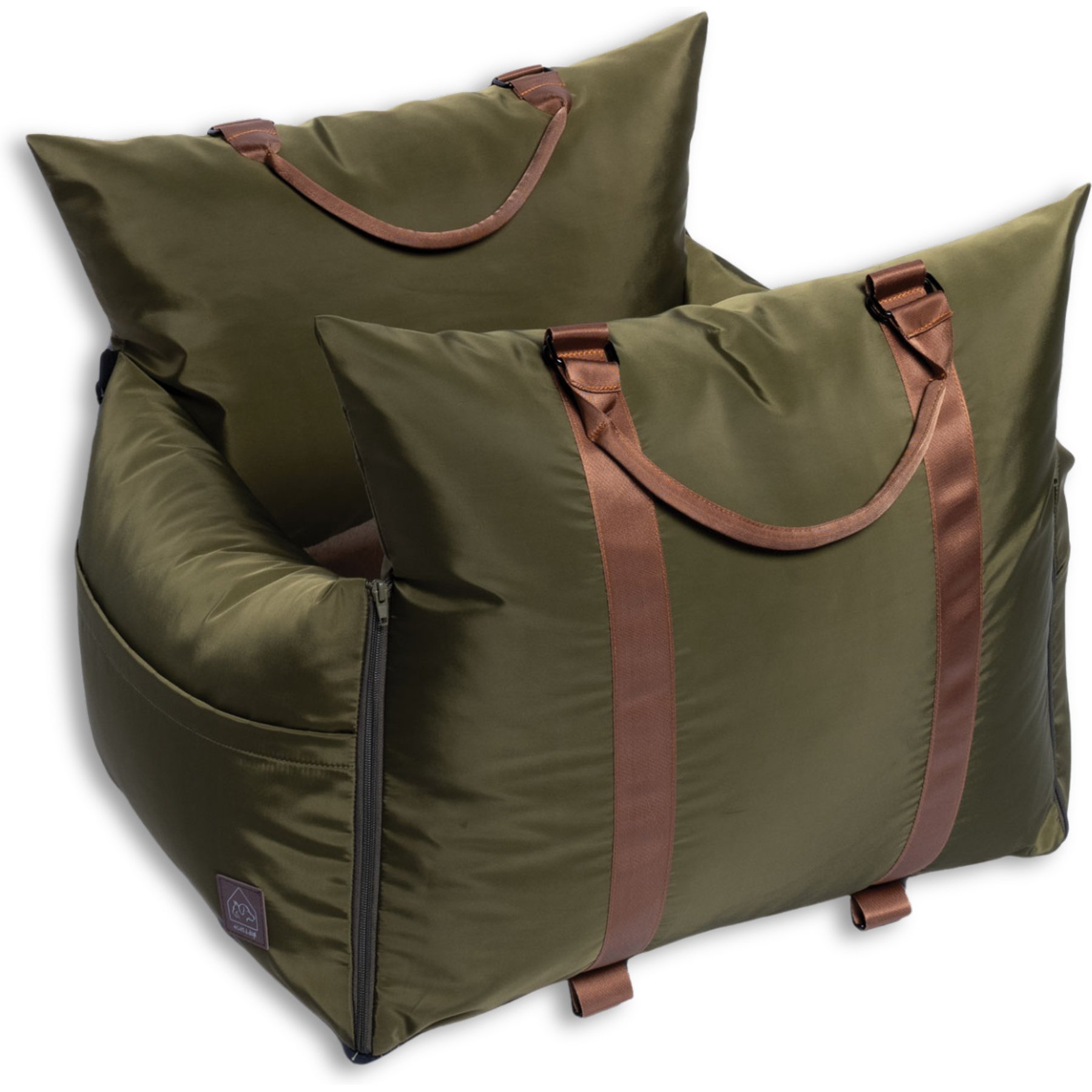 4 Cats & Dogs Marco Single Seater Dog Car Seat, Army