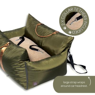 Show full view: 4 Cats & Dogs Marco Two Seater Dog Car Seat, Army slide 3 of 9