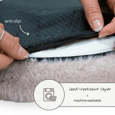 Show full view: 4 Cats & Dogs Pixie Hide Bolster Dog Bed, Beige, Large slide 2 of 3