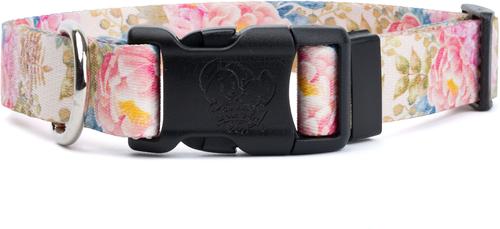Show full view: Country Brook Petz Personalized Watercolor Peonies Dog Collar, Large: 16 to 26-in neck, 1-in wide slide 5 of 6
