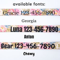 Country Brook Petz Personalized Watercolor Peonies Dog Collar, Medium: 13 to 16-in neck, 1-in wide slide 2 of 6