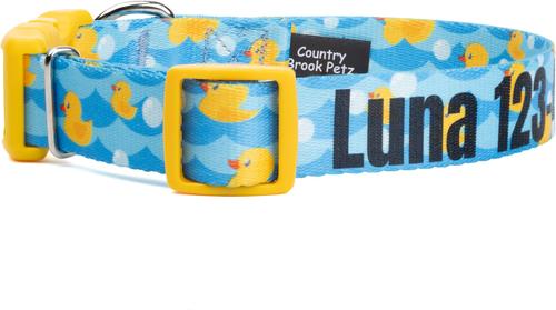 Show full view: Country Brook Petz Personalized Just Ducky Dog Collar, Large: 16 to 26-in neck, 1-in wide slide 3 of 10