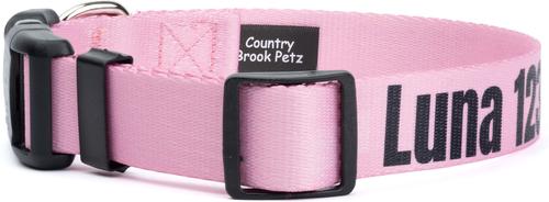 Show full view: Country Brook Petz Personalized Dog Collar, Pink, Medium: 13 to 16-in neck, 1-in wide slide 6 of 6