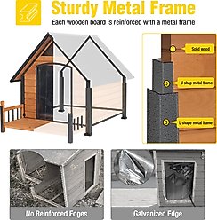 Aivituvin AIR80-L Iron Frame Outdoor Dog House, Brown, 50.9-in slide 2 of 5