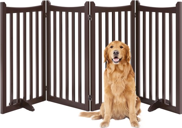 Yaheetech Tall Wooden Dog Fence, Espresso, 4-Panel, 36-in