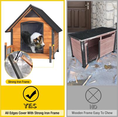 Show full view: Aivituvin AIR80-L Iron Frame Outdoor Dog House, Brown, 50.9-in slide 3 of 6