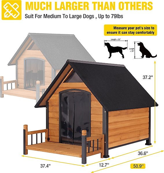 Show full view: Aivituvin AIR80-L Iron Frame Outdoor Dog House, Brown, 50.9-in slide 5 of 6