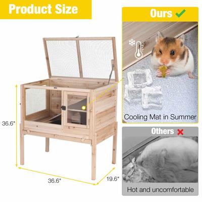 Show full view: Aivituvin AIR53-OC Wooden Small Pet Hutch, Original, 39.6-L slide 6 of 6