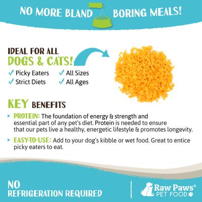 Show full view: Raw Paws Boost Freeze-Dried Cheese Dog & Cat Food Topper, 3.6-oz bottle slide 6 of 7