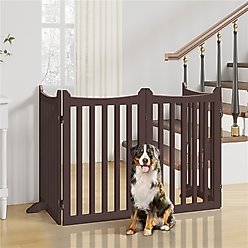 Yaheetech Tall Wooden Dog Fence, Espresso, 4-Panel, 36-in