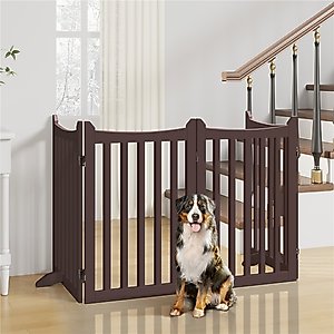 Yaheetech Tall Wooden Dog Fence, Espresso, 4-Panel, 36-in