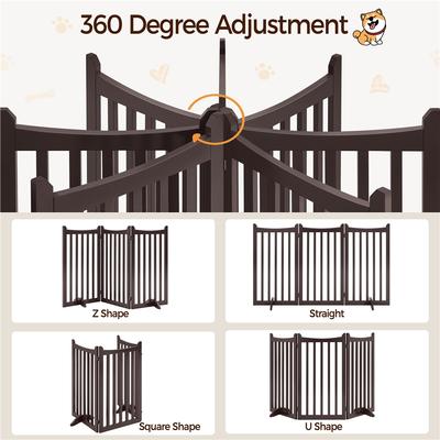 Show full view: Yaheetech Tall Wooden Dog Fence, Espresso, 3-Panel, 36-in slide 6 of 6