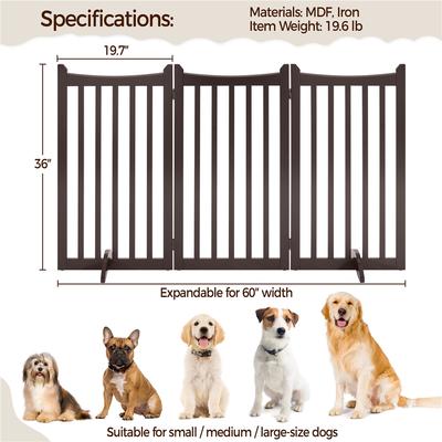 Show full view: Yaheetech Tall Wooden Dog Fence, Espresso, 3-Panel, 36-in slide 4 of 6