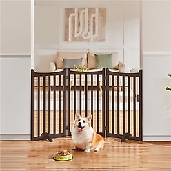 Yaheetech Tall Wooden Dog Fence, Espresso, 3-Panel, 36-in