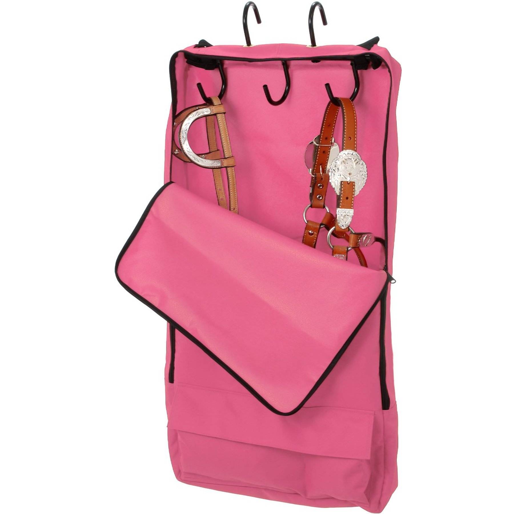 Tough1 Horse Halter & Bridle Bag with 3 Hook Rack, Pink