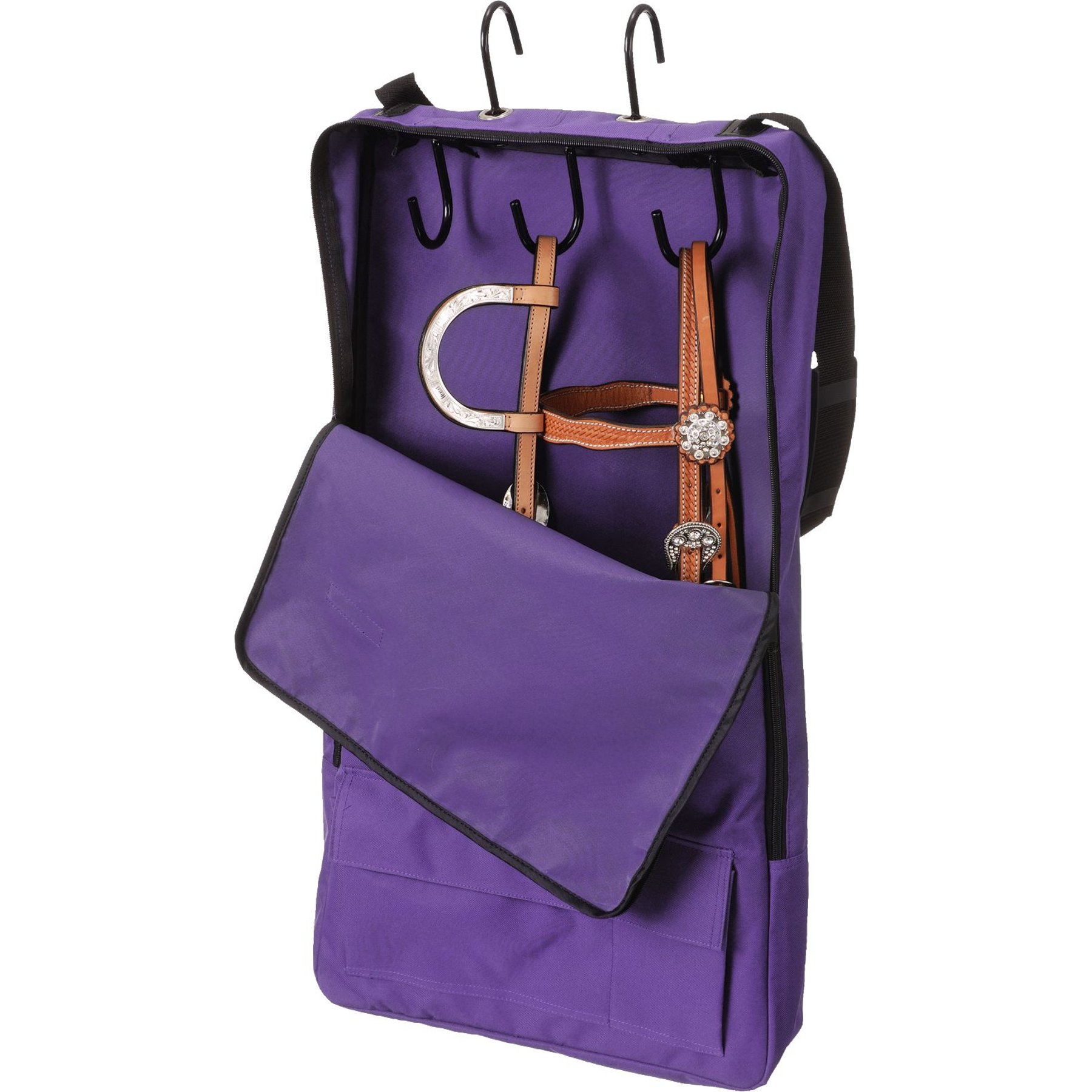 Tough1 Horse Halter & Bridle Bag with 3 Hook Rack, Purple